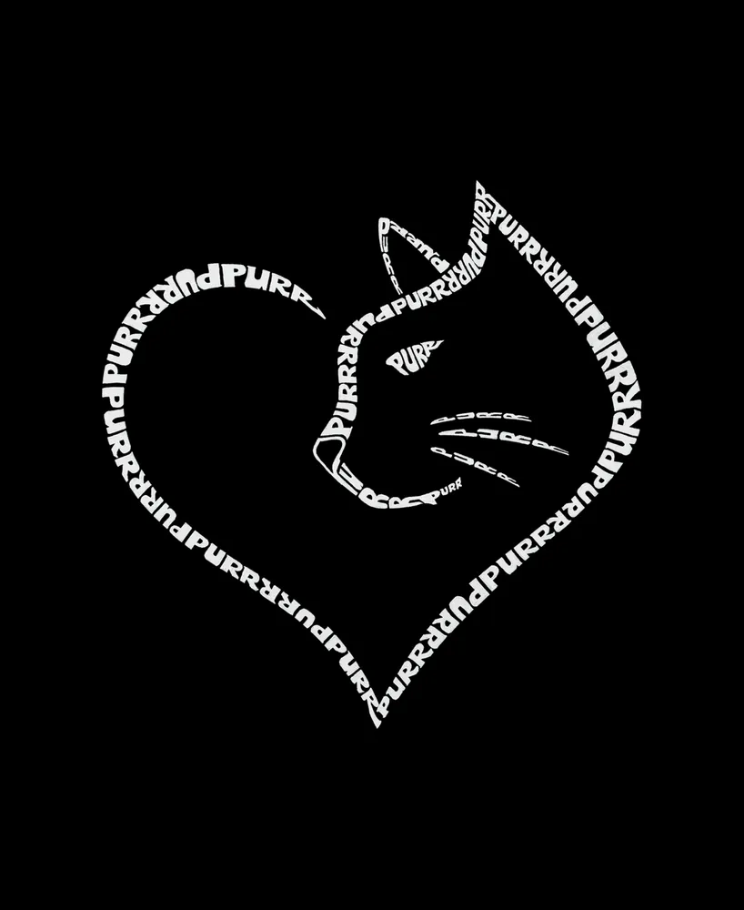 La Pop Art Men's Cat Heart Printed Word T-shirt