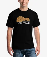 La Pop Art Men's Nashville Guitar Printed Word T-shirt