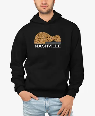 La Pop Art Men's Nashville Guitar Word Hooded Sweatshirt