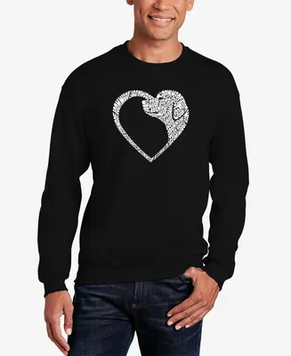 La Pop Art Men's Dog Heart Word Crewneck Sweatshirt