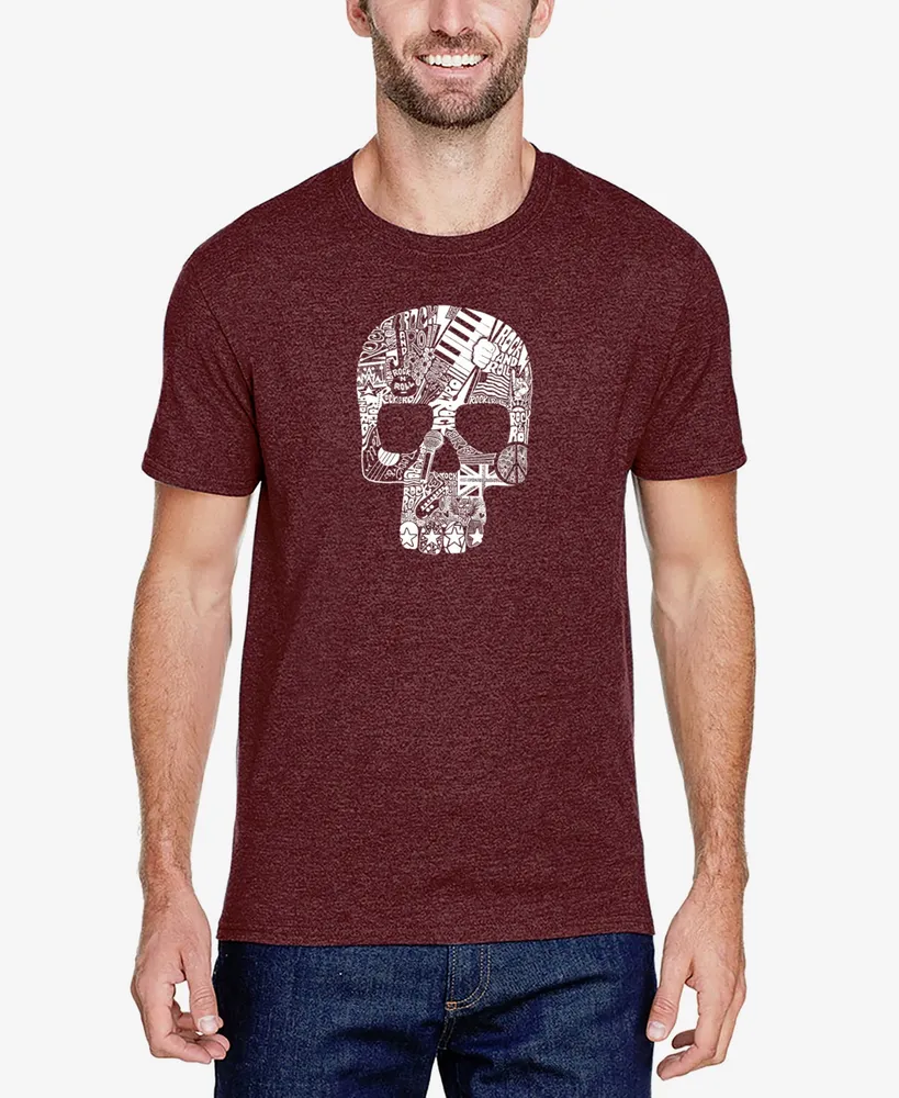 La Pop Art Men's Rock N Roll Skull Premium Blend Word T-shirt