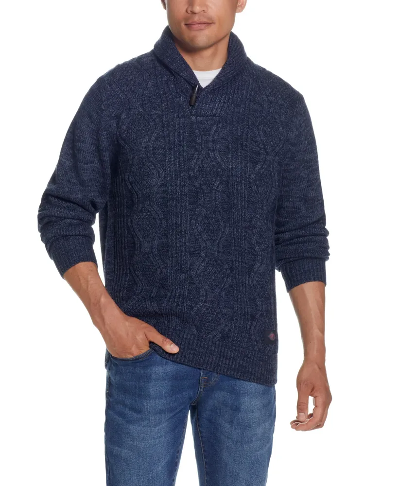 Weatherproof Vintage Men's Cable-Knit Fisherman Shawl Collar Sweater