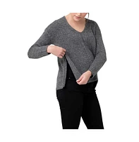 Ripe Maternity Maternity Ripe Cara Cable Nursing Knit Sweater Dark Charcoal