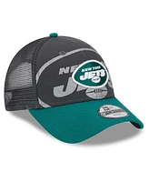 Preschool Boys and Girls New Era Graphite, Green New York Jets Reflect 9FORTY Adjustable Hat
