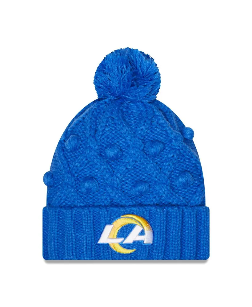 Big Girls New Era Royal Los Angeles Rams Toasty Cuffed Knit Hat with Pom