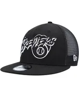 Men's New Era Black Milwaukee Brewers Street Trucker 9FIFTY Snapback Hat