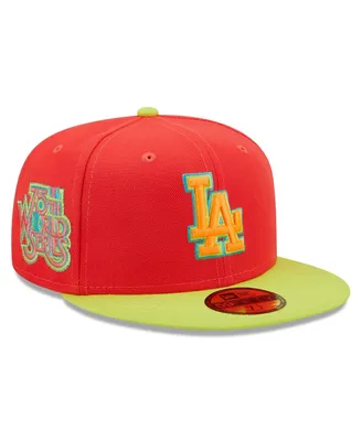 Men's New Era Red, Neon Green Los Angeles Dodgers 1978 World Series Lava Highlighter Combo 59FIFTY Fitted Hat