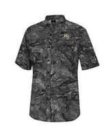 Men's Colosseum Charcoal Wake Forest Demon Deacons Realtree Aspect Charter Full-Button Fishing Shirt