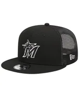 Men's New Era Black Miami Marlins Trucker 9FIFTY Snapback Hat