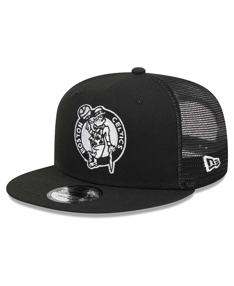 Men's New Era Black Boston Celtics Evergreen 9FIFTY Trucker Snapback Hat