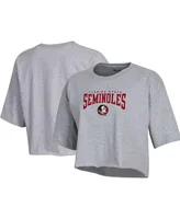 Women's Champion Heather Gray Florida State Seminoles Boyfriend Cropped T-shirt