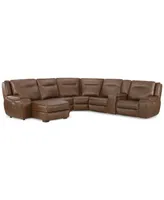 Hansley 6-Pc. Zero Gravity Leather Sectional with 2 Power Recliners and Chaise, Created for Macy's