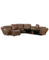 Hansley 6-Pc. Zero Gravity Leather Sectional with 2 Power Recliners and Chaise, Created for Macy's