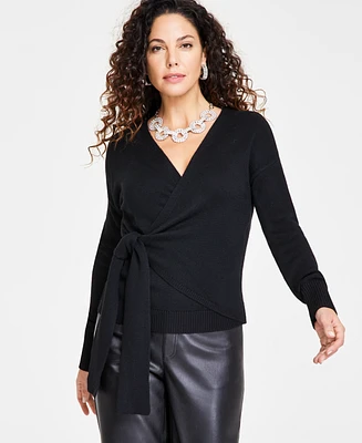 I.n.c. International Concepts Women's Surplice Wrap Sweater, Created for Macy's