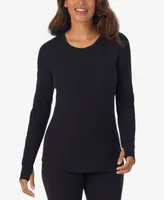 Cuddl Duds Women's Cottonwear Scoop-Neck Thumbhole Top