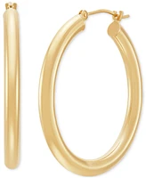 Polished Round Hoop Earrings 14k Gold, 30mm