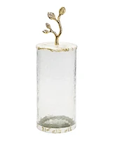 Glass Canister with Gold-Tone Marble Lid and Leaf Handle