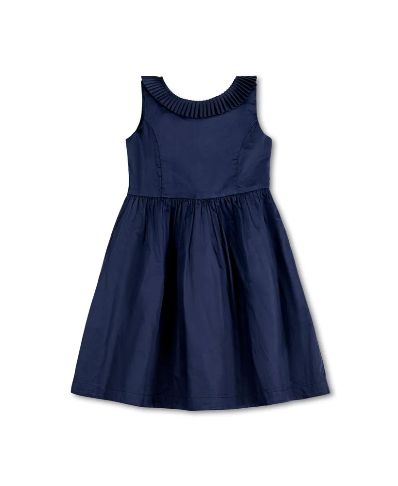 Hope & Henry Baby Girls Sleeveless Pleated Collar Sateen Party Dress