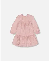 Girl Pleated Lame Fabric Loose Dress Sparkling Rose - Child