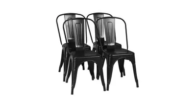 Slickblue 4 Pcs Modern Bar Stools with Removable Back and Rubber Feet