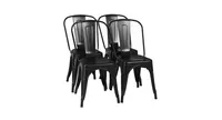 Slickblue 4 Pcs Modern Bar Stools with Removable Back and Rubber Feet