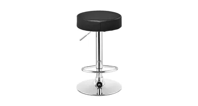 Slickblue Adjustable Round Leather Swivel Seat Bar Stool