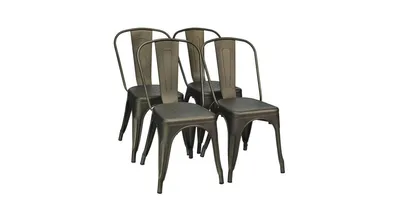 Slickblue 4 Pcs Modern Bar Stools with Removable Back and Rubber Feet