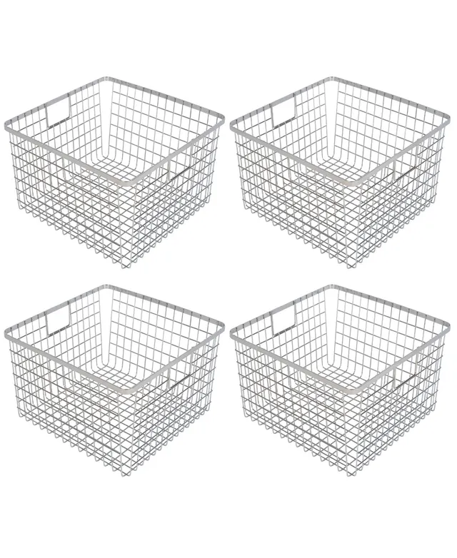 Smart Design Nestable 9 x 16 x 6 Basket Organizer with Handles, Set of 4 - White