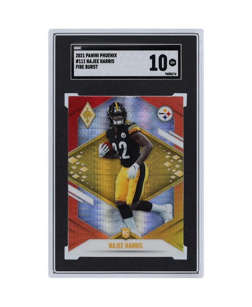 Najee Harris Pittsburgh Steelers 2021 Panini America Phoenix Fire Burst #111 Sgc Authenticated Rookie Card