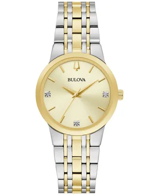 Bulova Women's Modern Diamond Accent Two-Tone Stainless Steel Bracelet Watch 30mm