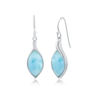 Sterling Silver Marquise Larimar Dangle Earrings