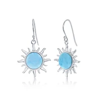 Sterling Silver Larimar Sun Earrings