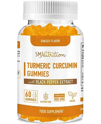 SMNutrition Turmeric Curcumin Gummies with Black Pepper Extract, Ginger Flavor, SMNutrition, 60ct