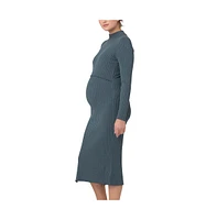 Ripe Maternity Maternity Ripe Nella Rib Nursing Knit Dress Teal