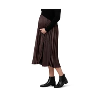 Ripe Maternity Satin Pleat Skirt Chocolate