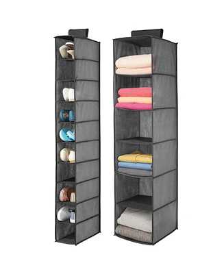 mDesign Fabric Over Rod Hanging Closet Storage Organizers Set of 2