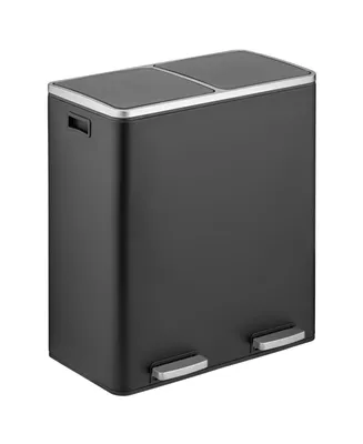 mDesign Metal Steel 60L Dual Compartment Step Trash Can