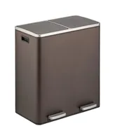 mDesign Metal Steel 60L Dual Compartment Step Trash Can