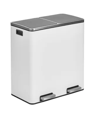 mDesign Metal Steel 60L Dual Compartment Step Trash Can