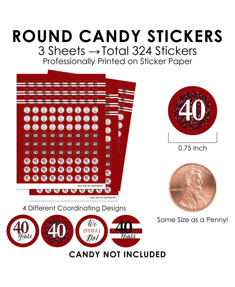 We Still Do 40th Wedding Anniversary Party Small Round Candy Stickers 324 Ct