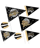 Big Dot of Happiness Disco New Year - Groovy Nye Party Props - Pennant Flag Centerpieces - Set of 20