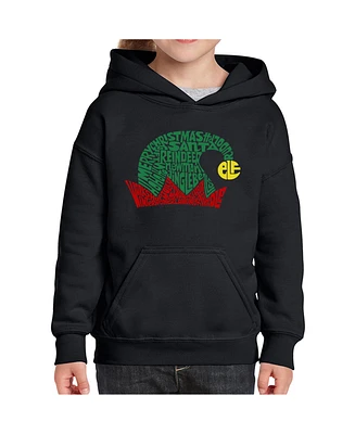 La Pop Art Girls Christmas Elf Hat Word Hooded Sweatshirt