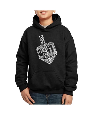 La Pop Art Boys Hanukkah Dreidel Word Hooded Sweatshirt