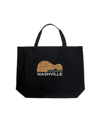 Nashville Guitar - Large Word Art Tote Bag