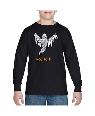 La Pop Art Boys Halloween Ghost Word Long Sleeve T-Shirt