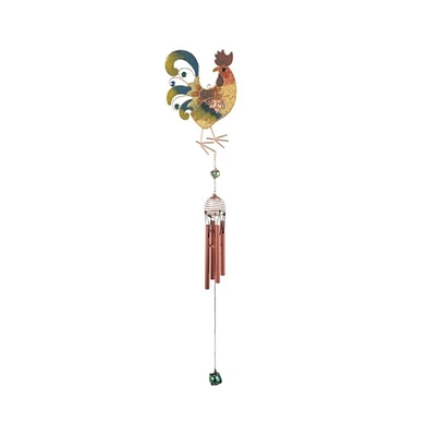 31" Long Rooster Copper and Gem Wind Chime