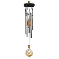 Fc Design 20" Long Wooden Top Geode Wind Chime with Beige Gem Home Decor Perfect Gift for House Warming, Holidays and Birthdays