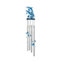 23" Long Dolphin Swimming on Wave Round Top Wind Chime Marine Life