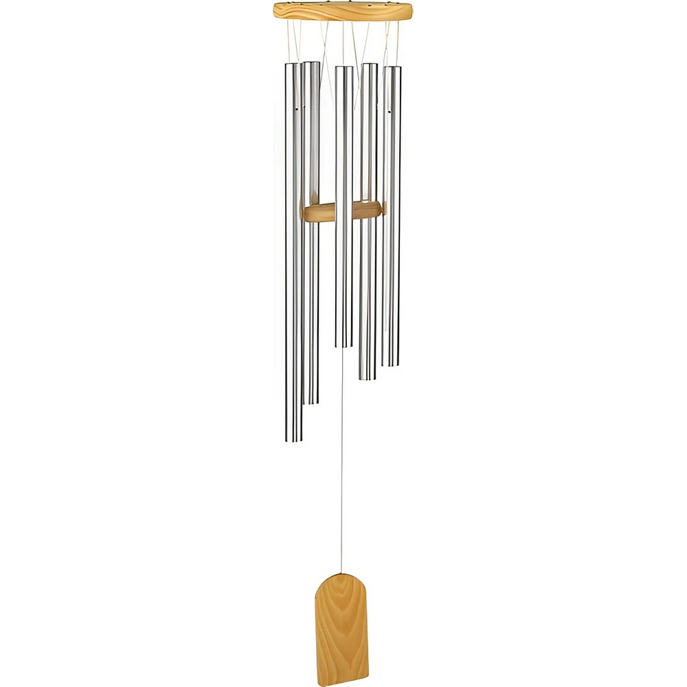 Fc Design 30" Long Silver Wood Top Traditional Wind Chime Home Decor Perfect Gift for House Warming, Holidays and Birthdays