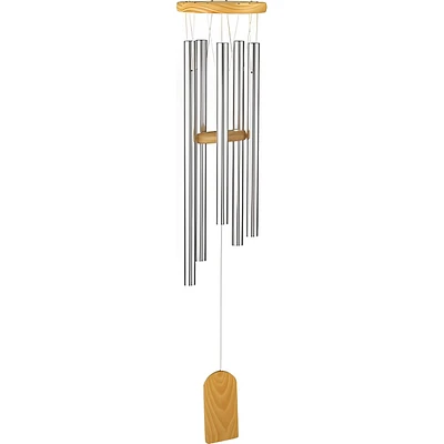 Fc Design 30" Long Silver Wood Top Traditional Wind Chime Home Decor Perfect Gift for House Warming, Holidays and Birthdays